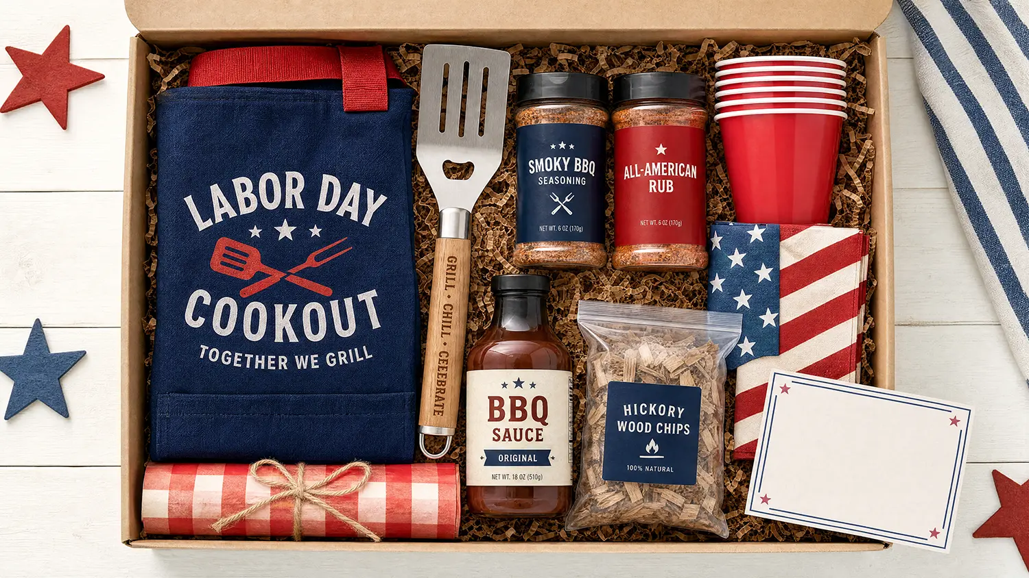 Coordinated Labor Day product bundle arranged as one easy-to-understand offer