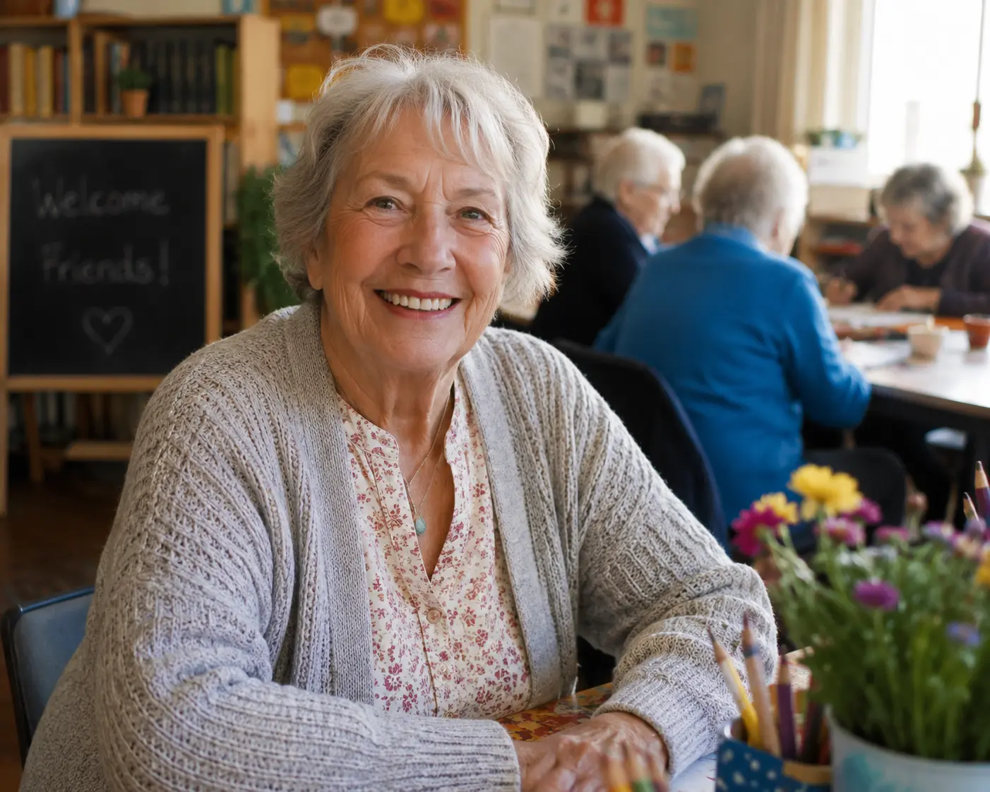 Smiling retired teacher standing in her community, representing a nominated local hero