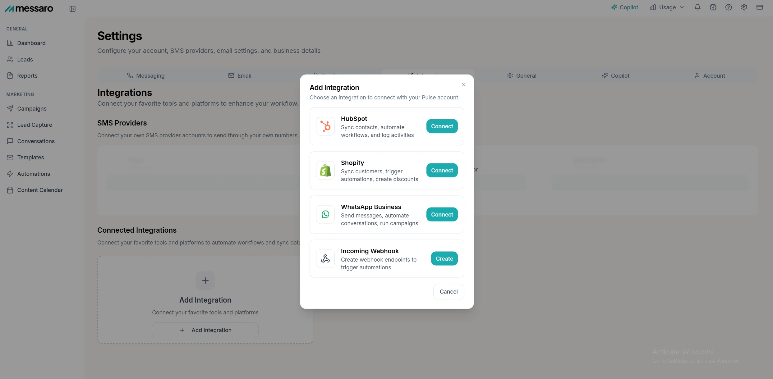 Connecting a Shopify store to Messaro